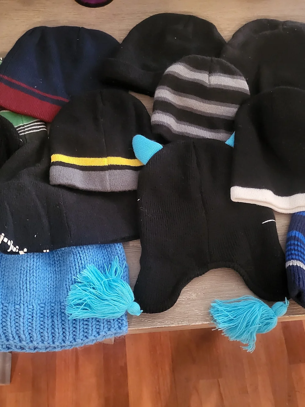 Massive 17pc Winter Lot Beanies Gloves Plush SpongeBob American Eagle Batman